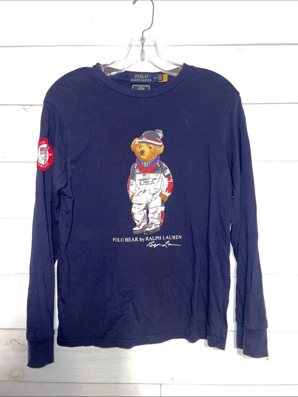 Polo by Ralph Lauren Navy Long Sleeve Bear Graphic Tee